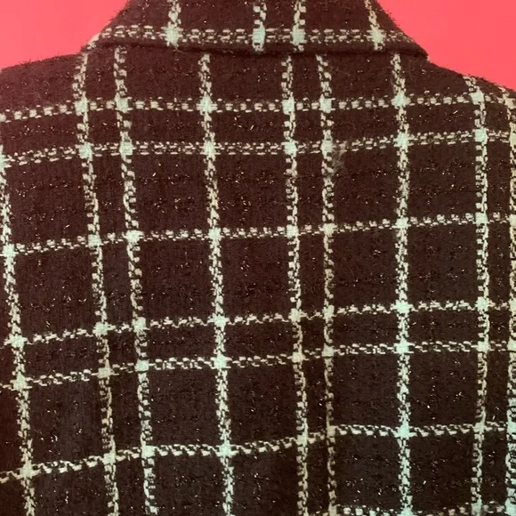 Sag Harbor Size 16 Teal blue & black plaid blazer with sparkle. Gently worn. - Picture 12 of 14